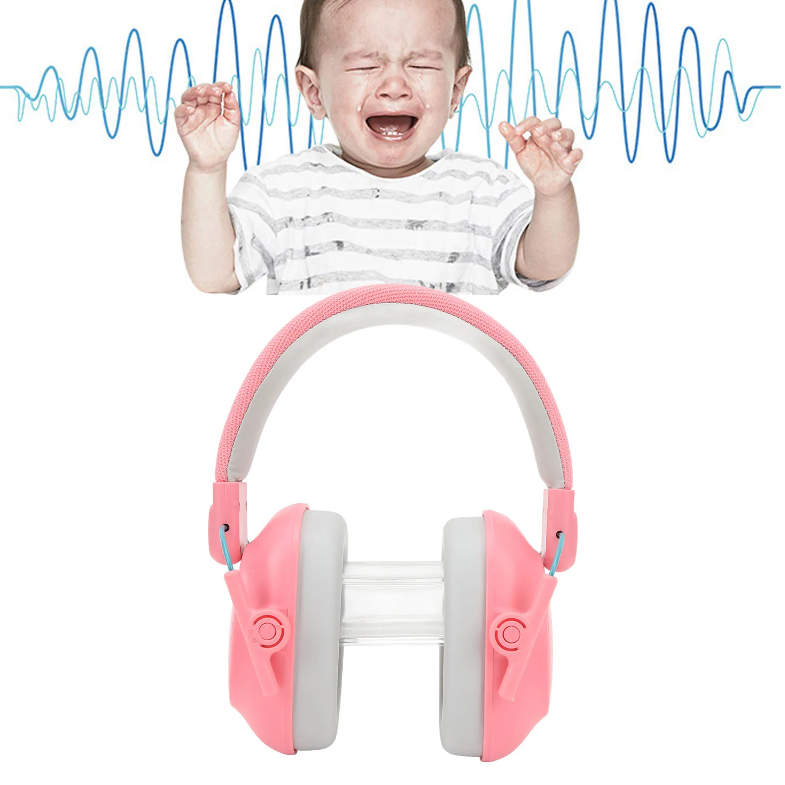 

ZK30 Kids Hearing Protection Ear Muffs Sleep Study Noise Reduction Cancelling Headphone Pink