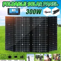 300W Foldable Solar Panel 12V Portable Folding Solar Cells With 60A Charger Controller For Phone Camping Hiking Boat RV Car