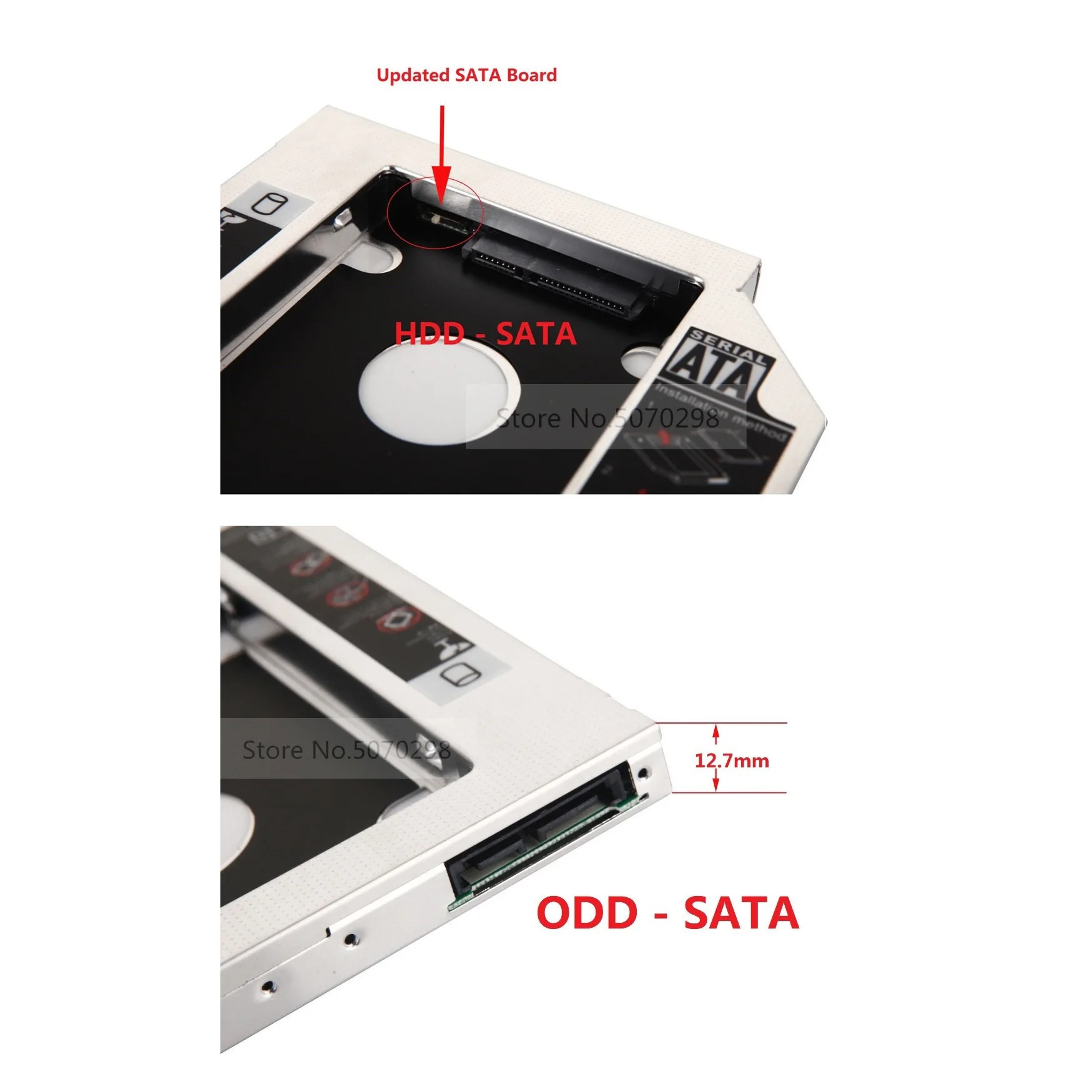 Con cubierta frontal de bisel 2. ° SATA 3,0 2,5 "disco duro HDD SSD bandeja de marco Caddy de bahía óptica para Lenovo G500 G505 G510