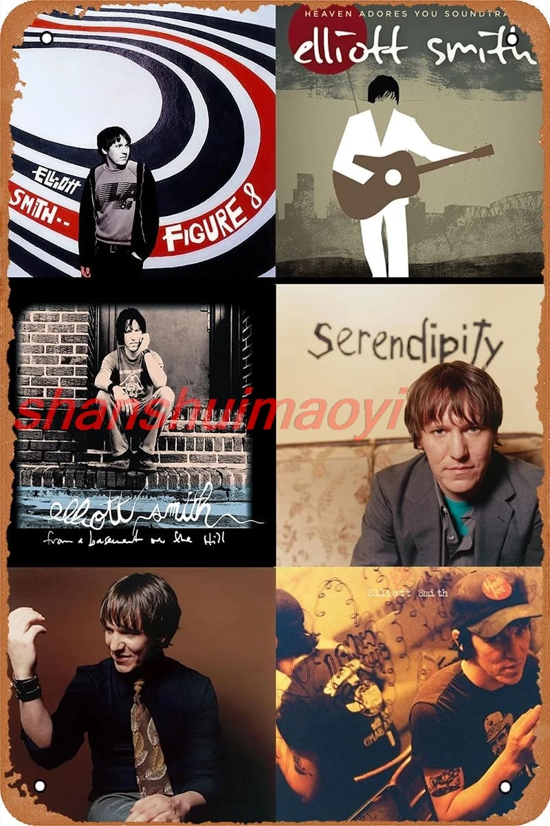 Elliott Smith Poster Tin Sign Metal Signs Vintage Style Wall Decor 8x12 Inch SHAN