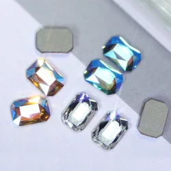 100pcs 2455 6x8mm Crystal AB Colorful Octangle Nail Rhinestones Non Hotfix For Nails Art Bags Garment DIY Design Decoration