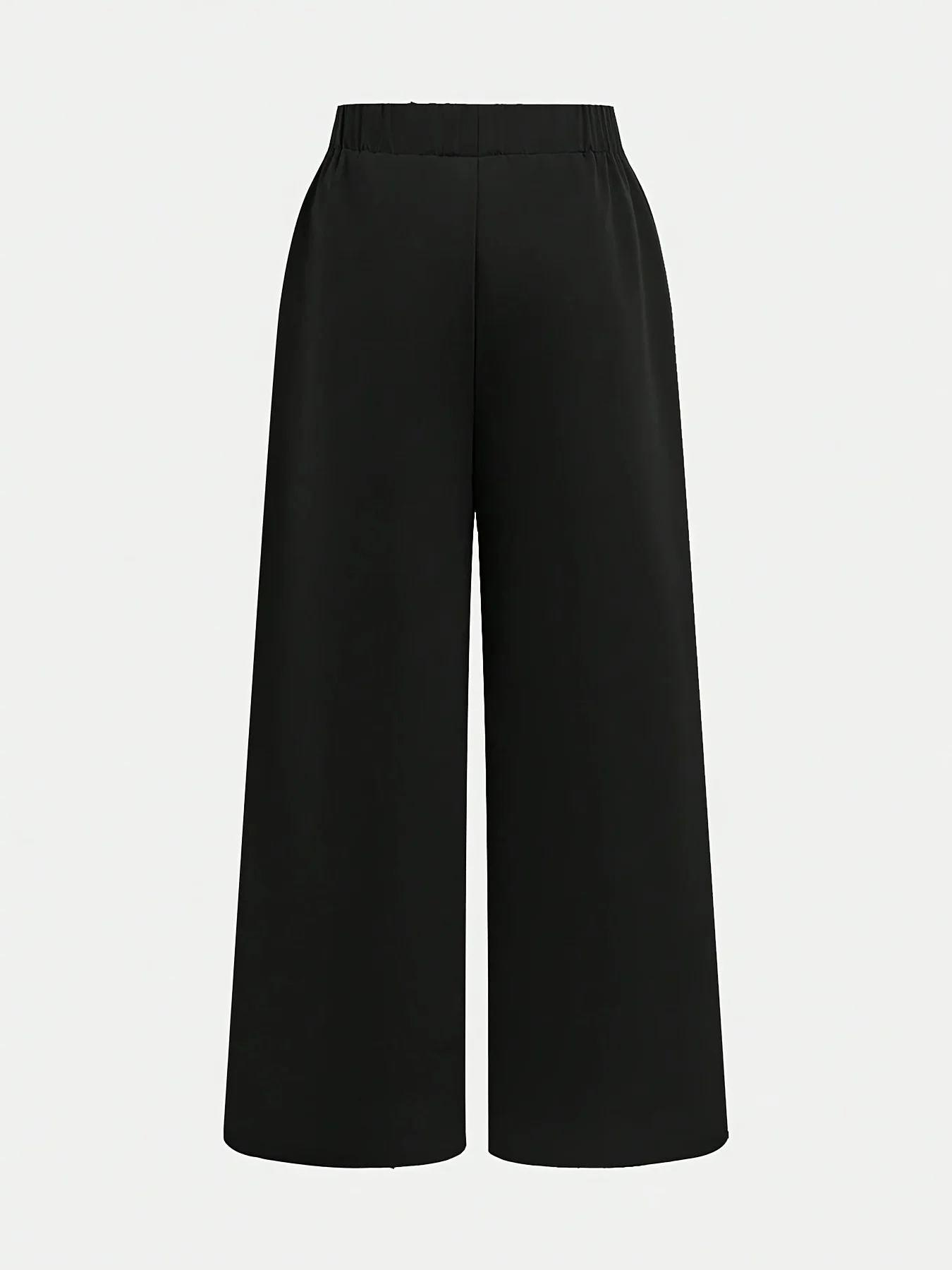 2er-Pack Mädchen-Freizeithosen mit hohem Bund und weitem Bein (Schwarz & Marineblau) – einfarbig, elastischer Bund, fließende, bodenlange Hosen – Detail 5