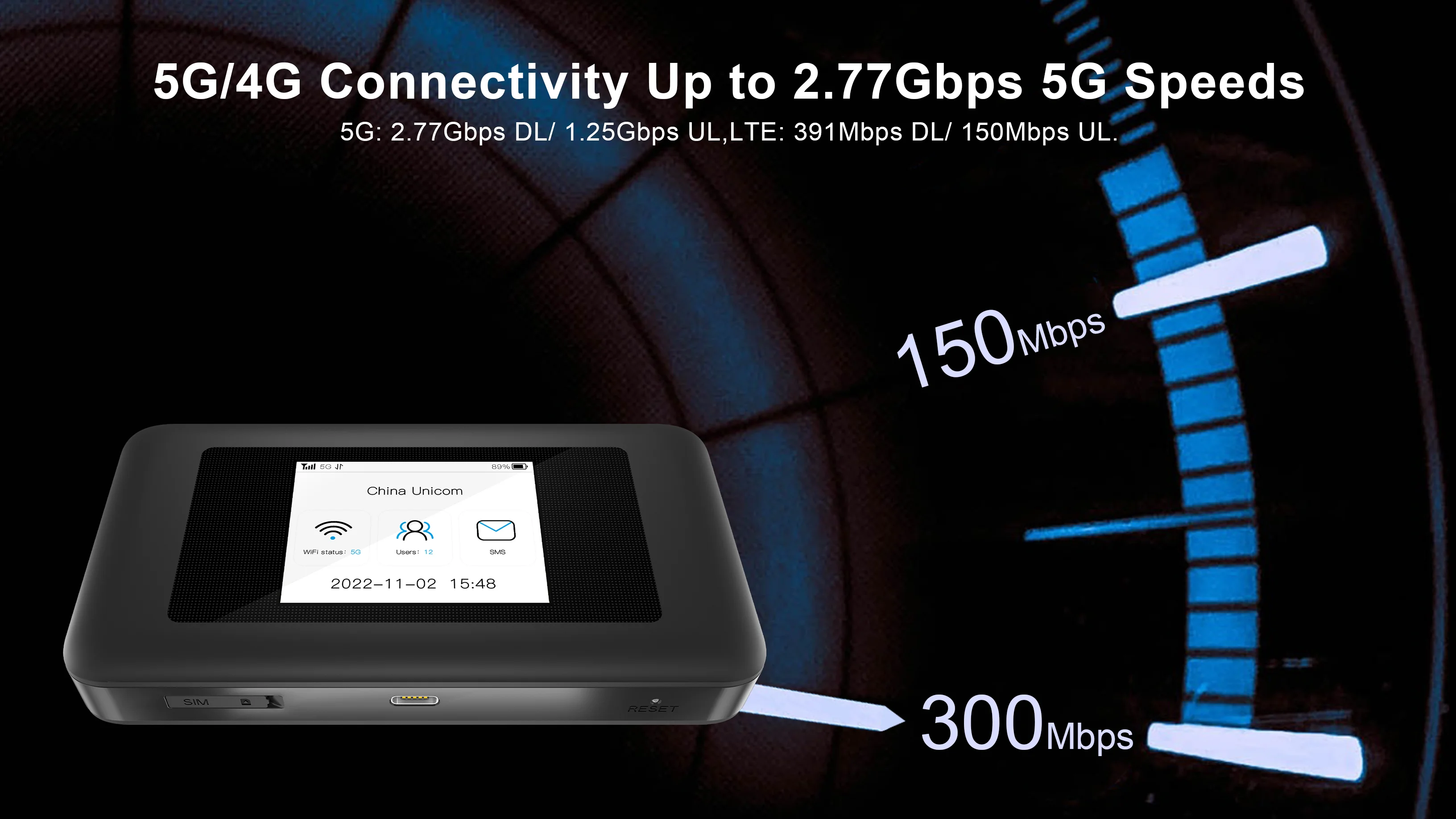 Tragbarer 5G WiFi 6 MiFi Hotspot-Router mit SIM-Kartensteckplatz – Hochgeschwindigkeits-Internet-Taschengerät