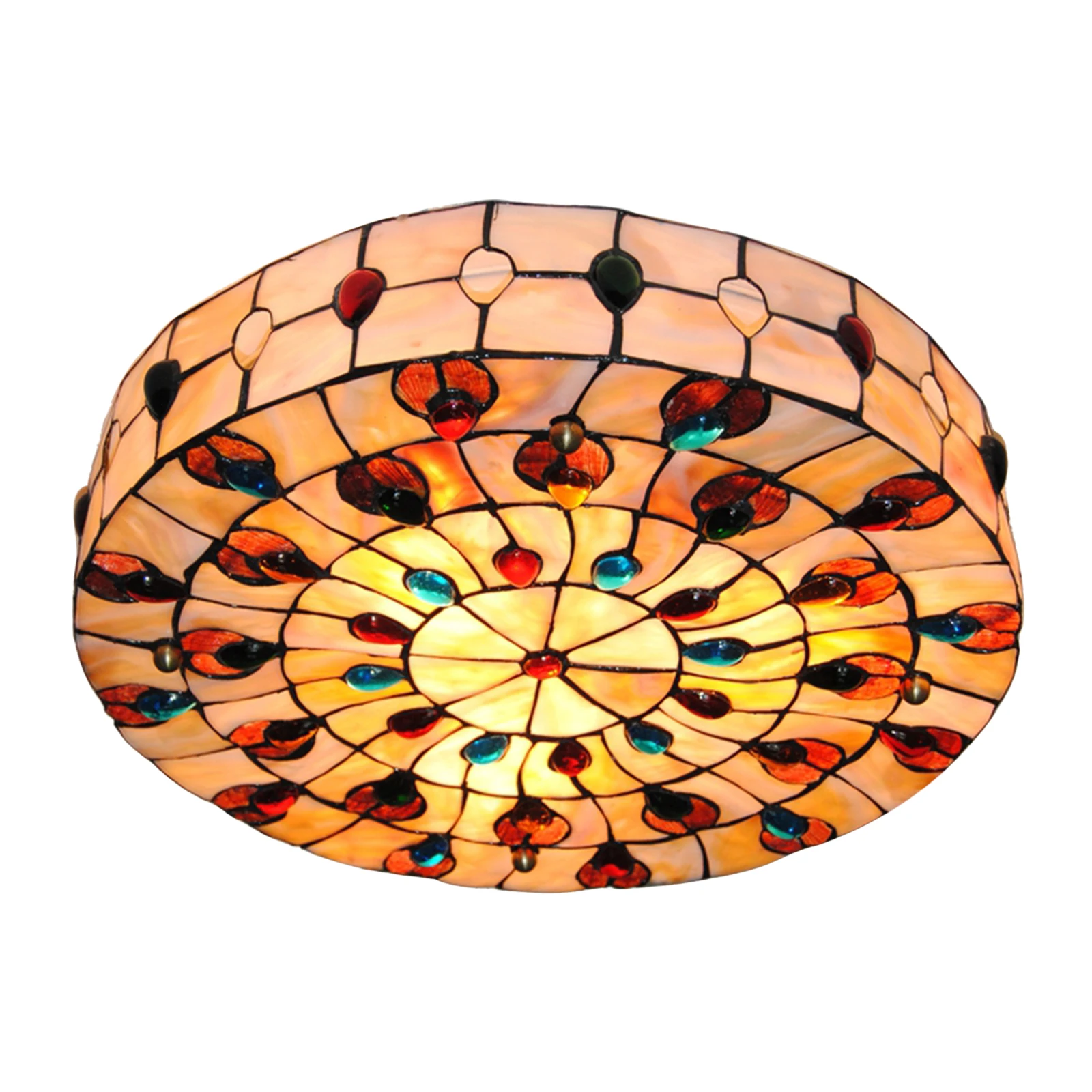 

20Inch Vintage Tiffany Style Ceiling Light Mediterranean Baroque Hanging Stained Glass Ceiling Lights for Living Room Bedroom