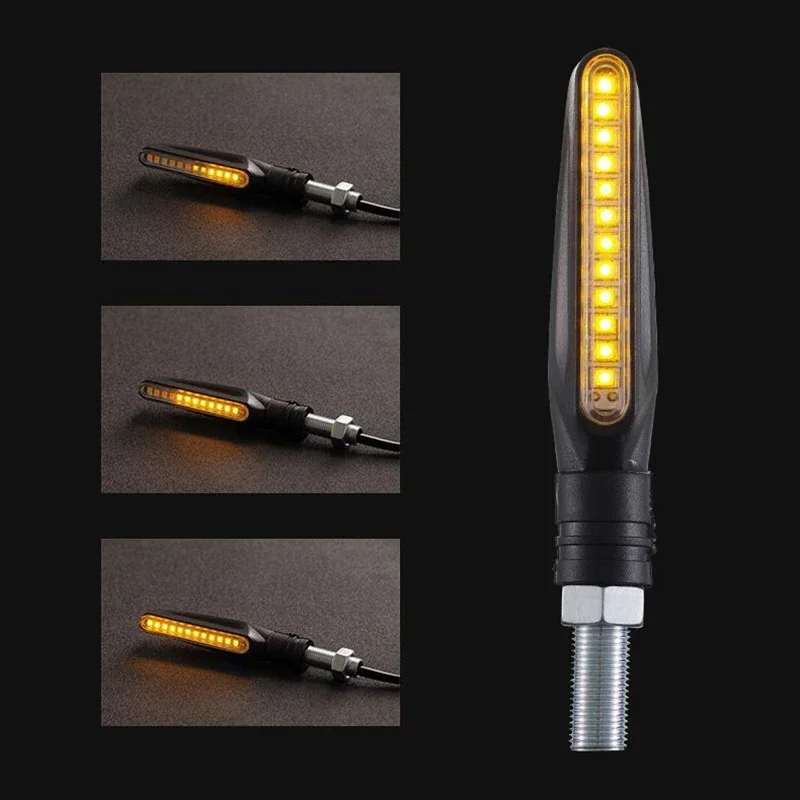 Motorcycle LED Turn Signals Light Amber Flasher Flowing Water Built Relay 12LED 10MM Turn Signal Lamp Motorcycle Flashing Lights