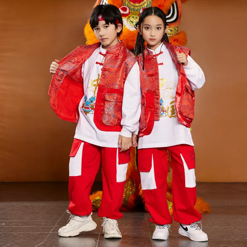 Children's Chinese style performance costumes for boys, hip-hop and drum performance costumes for girls, Mid Autumn Festival and