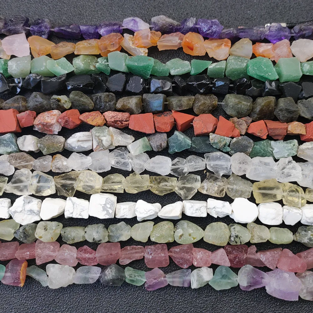

10-12Mm small rough stone punched purple powder white citrine fluorite blue gold white pine ore irregular raw ore beads