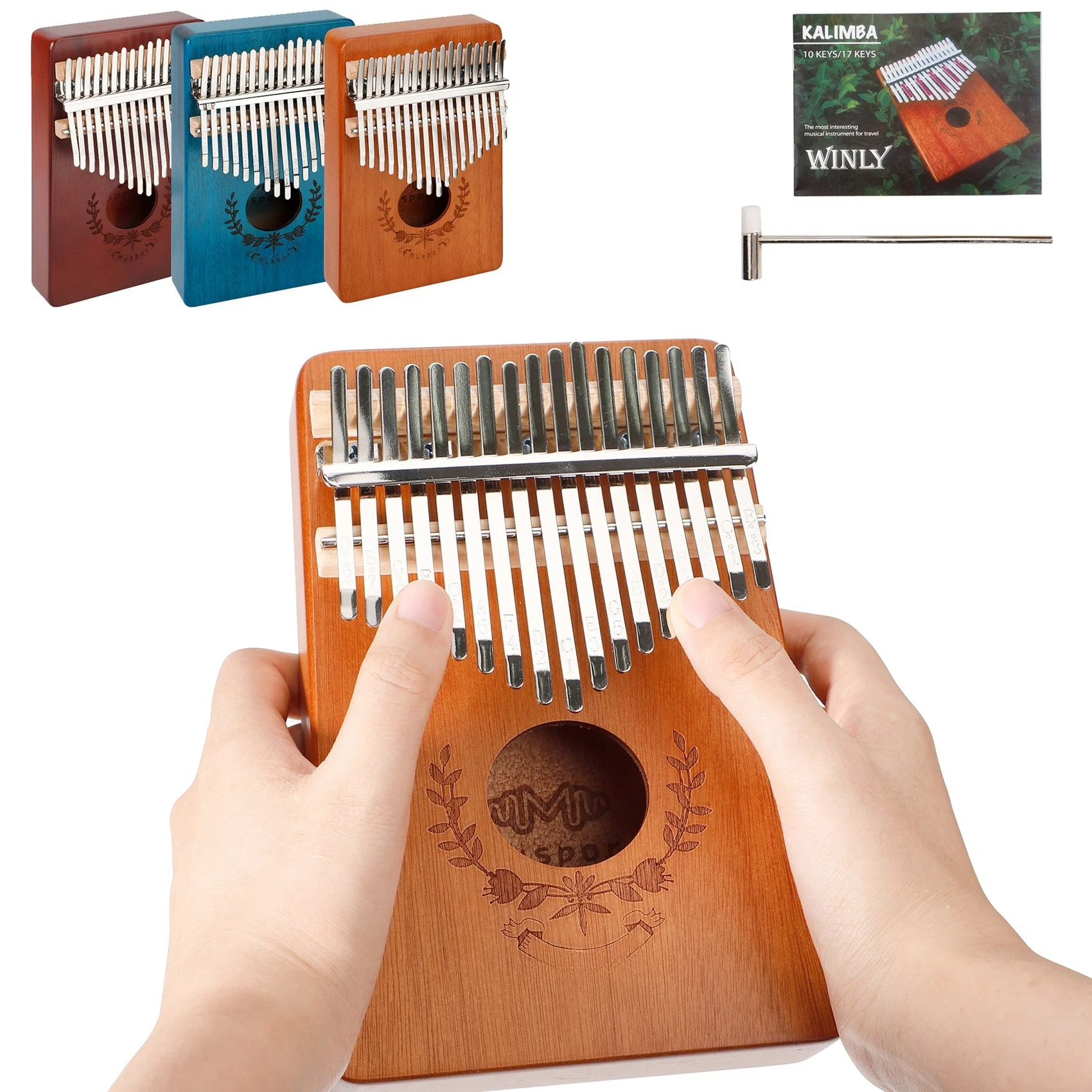 

17-Key, single-board mahogany thumb piano
