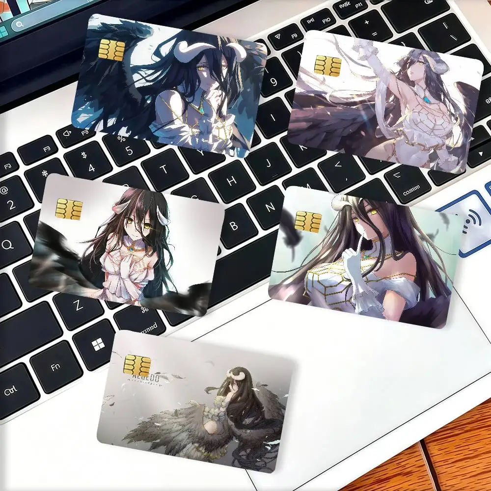 Anime O-OverlordS A-Albedo Credit Card Decorative Card Stickers Suitable For Bank Cards Metro Transit Anti-scratch Gift 4PCS