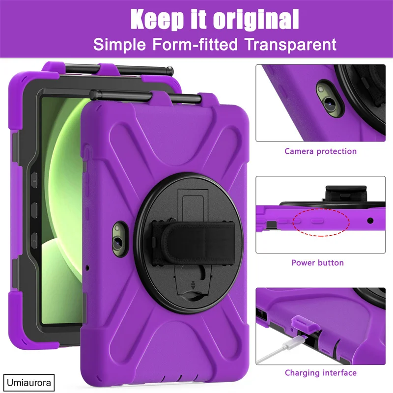 For Samsung Tab Active 4 5 Pro 10.1 inch SM-X350 X356B SM-T630 T540 Heavy Duty Rugged Tablet Case Stand Strap Shockproof Funda