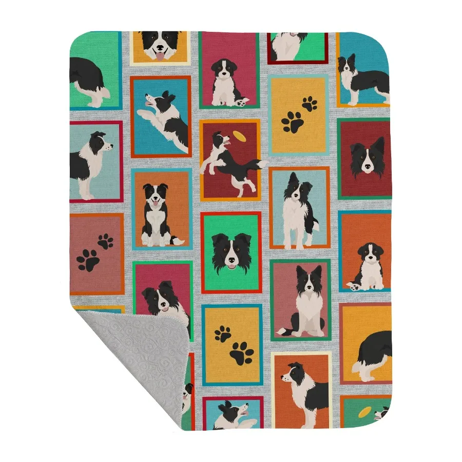 Border Collie Quilted Blanket 50x60 Artwork Pattern Soft Lightweight Throw Blanket for Bed Couch Sofa