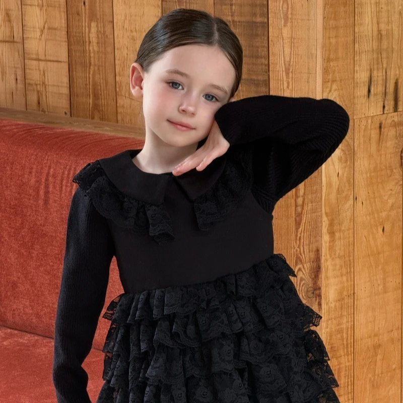 Girls' Sweater 2026 Autumn and Winter New Children's Clothing Korean Style Girl Baby Fashion Flounder Knitted Undershirt