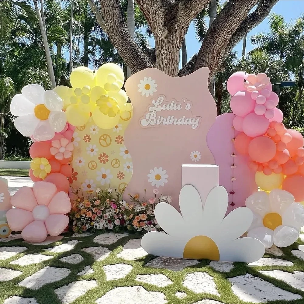 DIY Daisy Cutout Daisy Themed Party Backdrop KT Board Sunflower Balloon Baby Shower Girl Princess Birthday Party Wedding Decorat