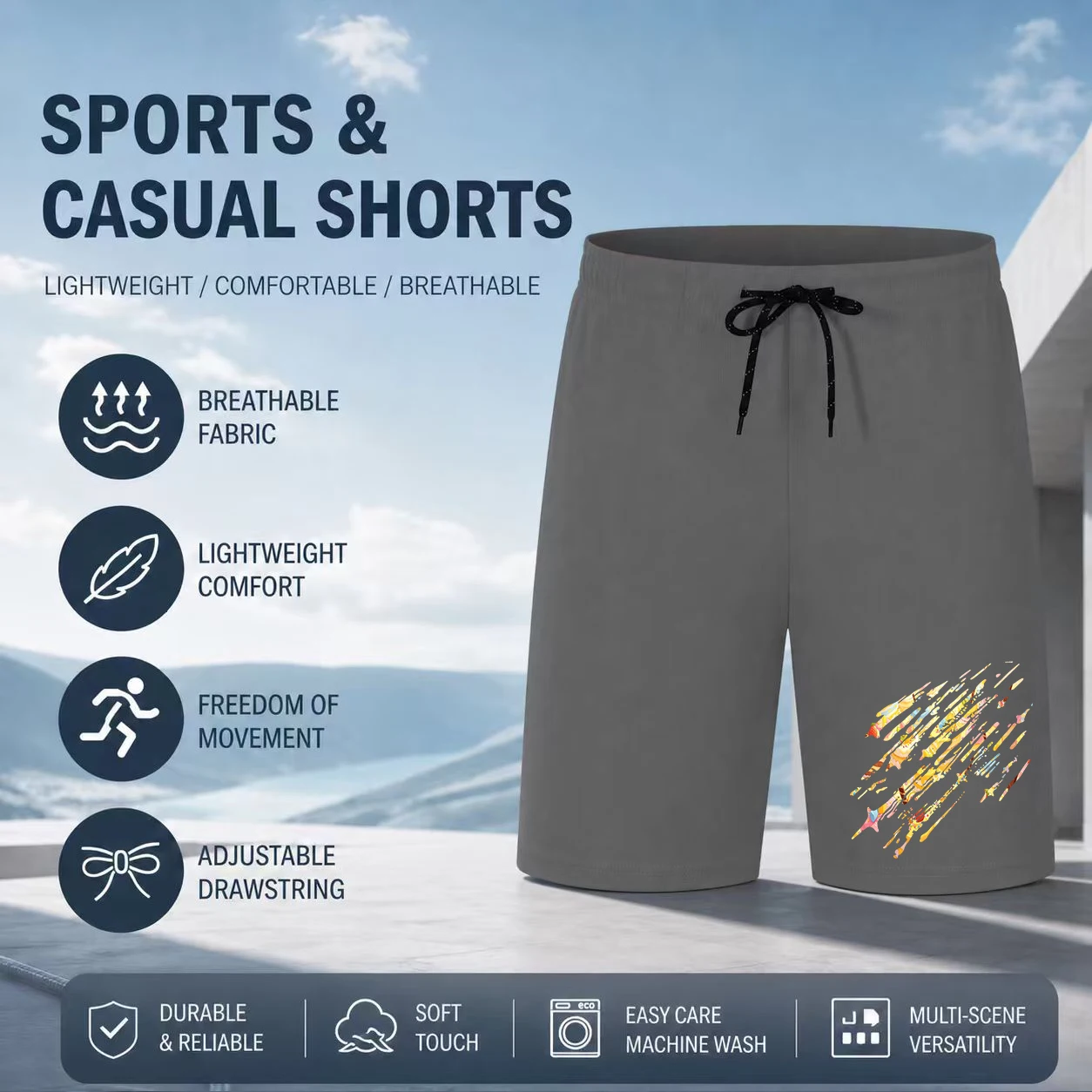 Summer New Arrival Sports Shorts Men New Comfortable Elastic Waist Clothing Male Breathable Short Trousers