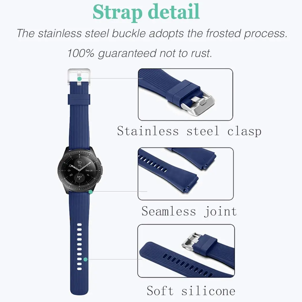 22mm 20mm Watch Band For Samsung Galaxy Watch 46mm/Huawei Watch GT2 Sports Silicone Bracelet Wristband For Amazfit GTR/Stratos 3