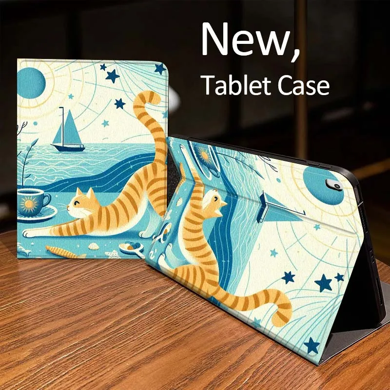 

Cute Funny Cat Illustration For iPad Pro mini Air 1 2 4 3 5 6 7 8gen 9gen 11 M2 M3 M4 6th 7th 10th 11th Gen 2025 Tablet Case