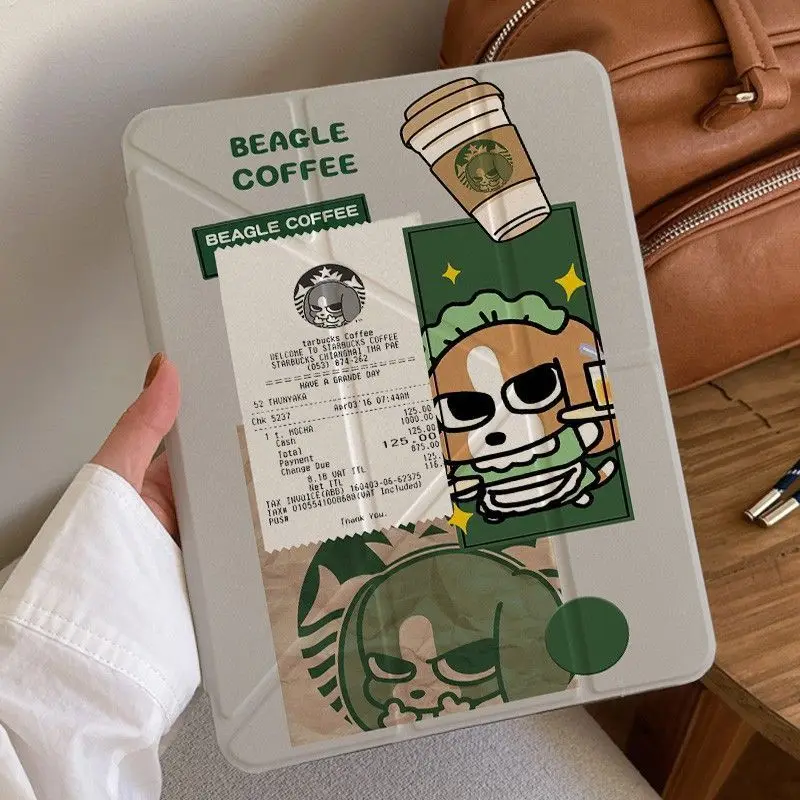 Cute Big Dog Coffee Y2K Case 3+Y Fold For Samsung Tab S8 S9 S11 FE S6 Lite Tablet Case 10S11/ S8+/ s6 lite/ A78 English Case