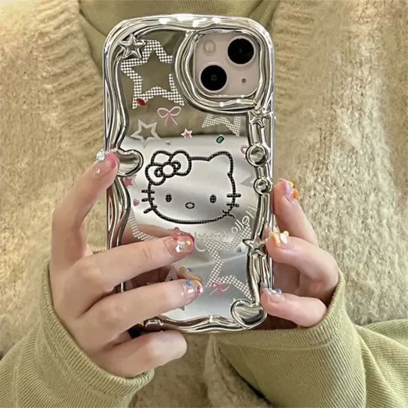 Sanrio Hello Kitty Y2K Kawaii Mirror Phone Case For Iphone14 13 12 11 Pro Max Xs Xr 7 8 Plus Case Cartoon Cute Girl Gift