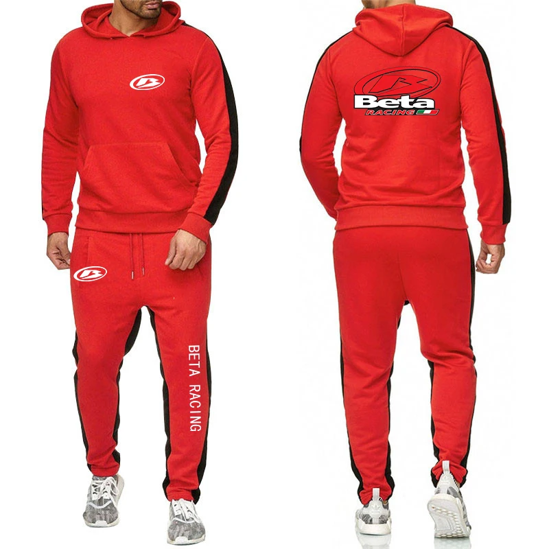 2024 Men Beta Racing Motocross Motorcycle Print Classic New Sweatshirt Hoodie Set Casual Cotton Solid Color Decal Pullover Suit