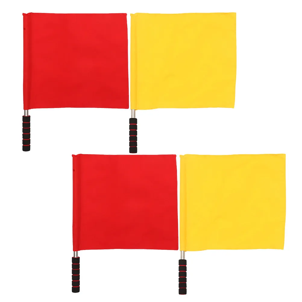 4 drapeaux professionnels pour arbitres sportifs, drapeaux de signalisation standardisés pour le juge de match, le juge de ligne, le guidage du trafic et l'athlétisme scolaire.