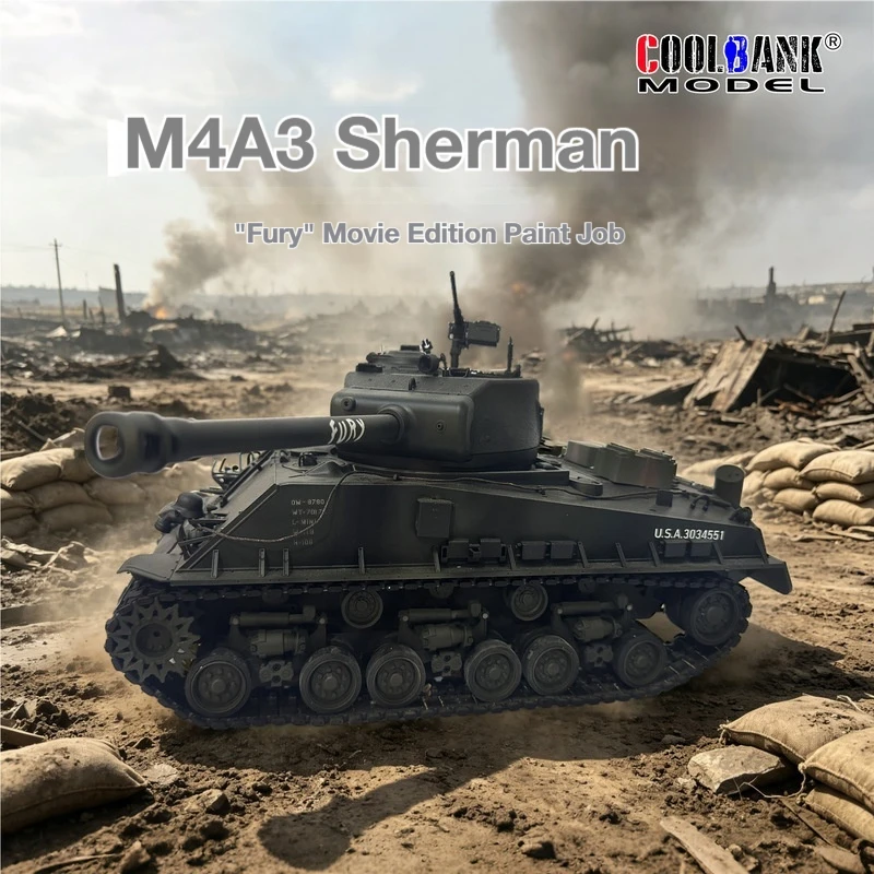 2601-1 Movie Edition American Sherman Fury 1:16 Military Heavy-Duty Remote-Controlled Tank Chariot Model Boy Toy