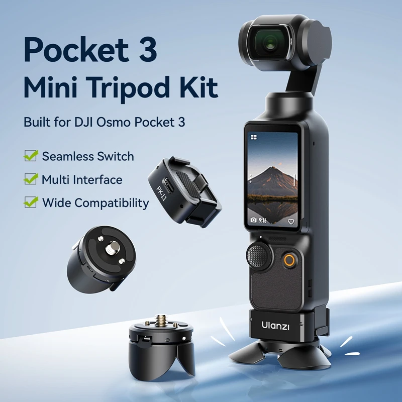 Ulanzi PK-08 | PK-11 Pocket 3 Mini kit treppiede costruito per DJI Osmo Pocket 3 per la registrazione video Vlog da viaggio