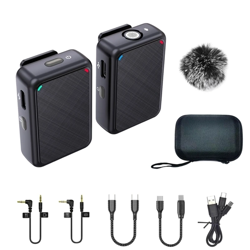 Micrófono de grabación Lavalier de doble canal con 98 pies para teléfono inteligente cámara DSLR DV Vlog Live