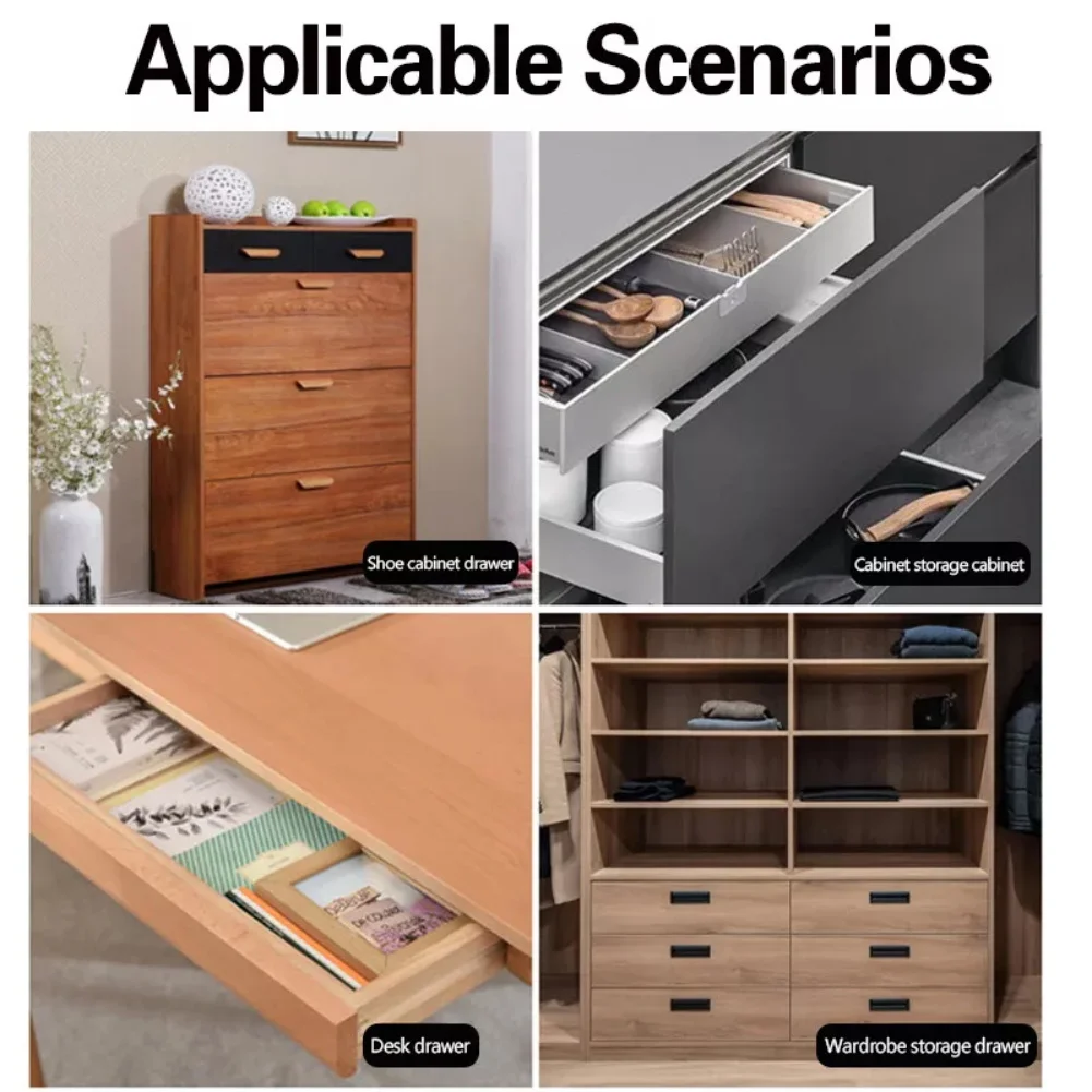 Set di corridori per cassetti in plastica da 10 pezzi, corridori per cassetti di ricambio, set di forniture hardware per la casa bianco/nero