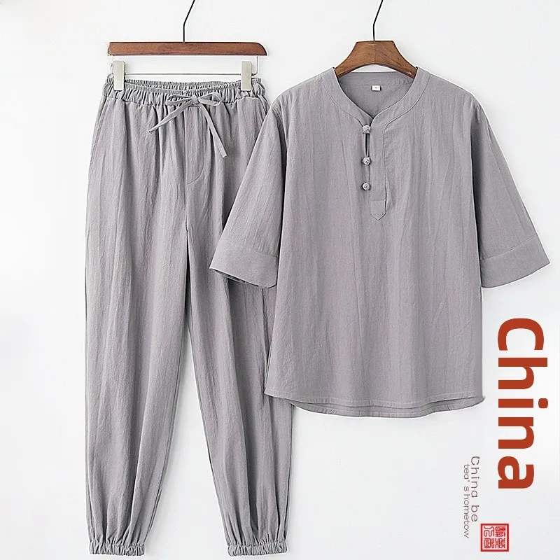 

Summer Zen Sle Cotton Linen Women's Suit Tea Ceremony Teacher Faion M Clothing Daoist Robe Large Size Casual Wear