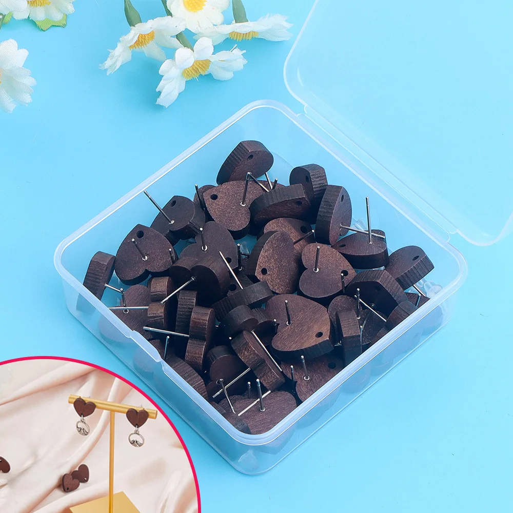90pcs Brown Wooden Earring Making Kit,DIY Earrings Jewelry Accessories,Valentine's Day,Christmas,Thanksgiving,Halloween Gifts