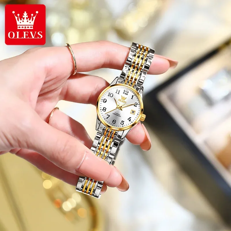 Olevs 6666 Fashion Business Women\'s automatic mechanical watch luxury waterproof stainless steel dress Women\'s Watch Reloj Mujer