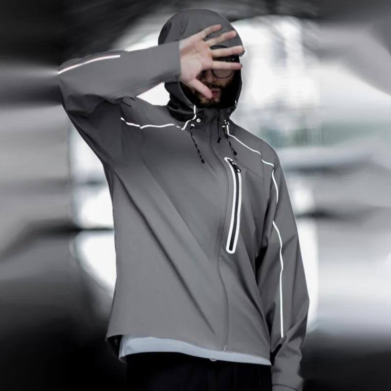 HKSH Autumn New Men Tide Safari Style American Light Sword Reflective Waterproof Jacket Outdoor Hooded Hiking Jacket Y2K HK27541