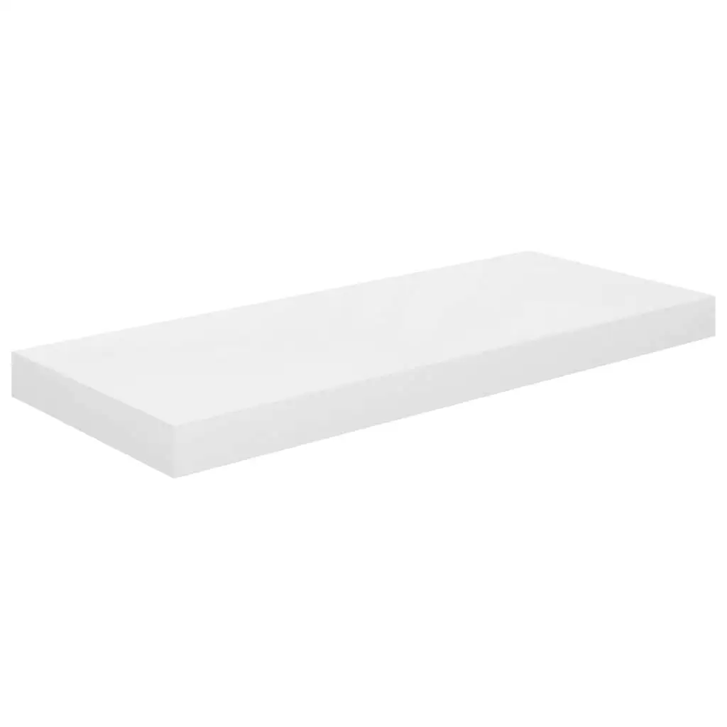 High Gloss White Floating Wall Shelf 23.6x9.3x1.5 - Modern MDF Storage Solution