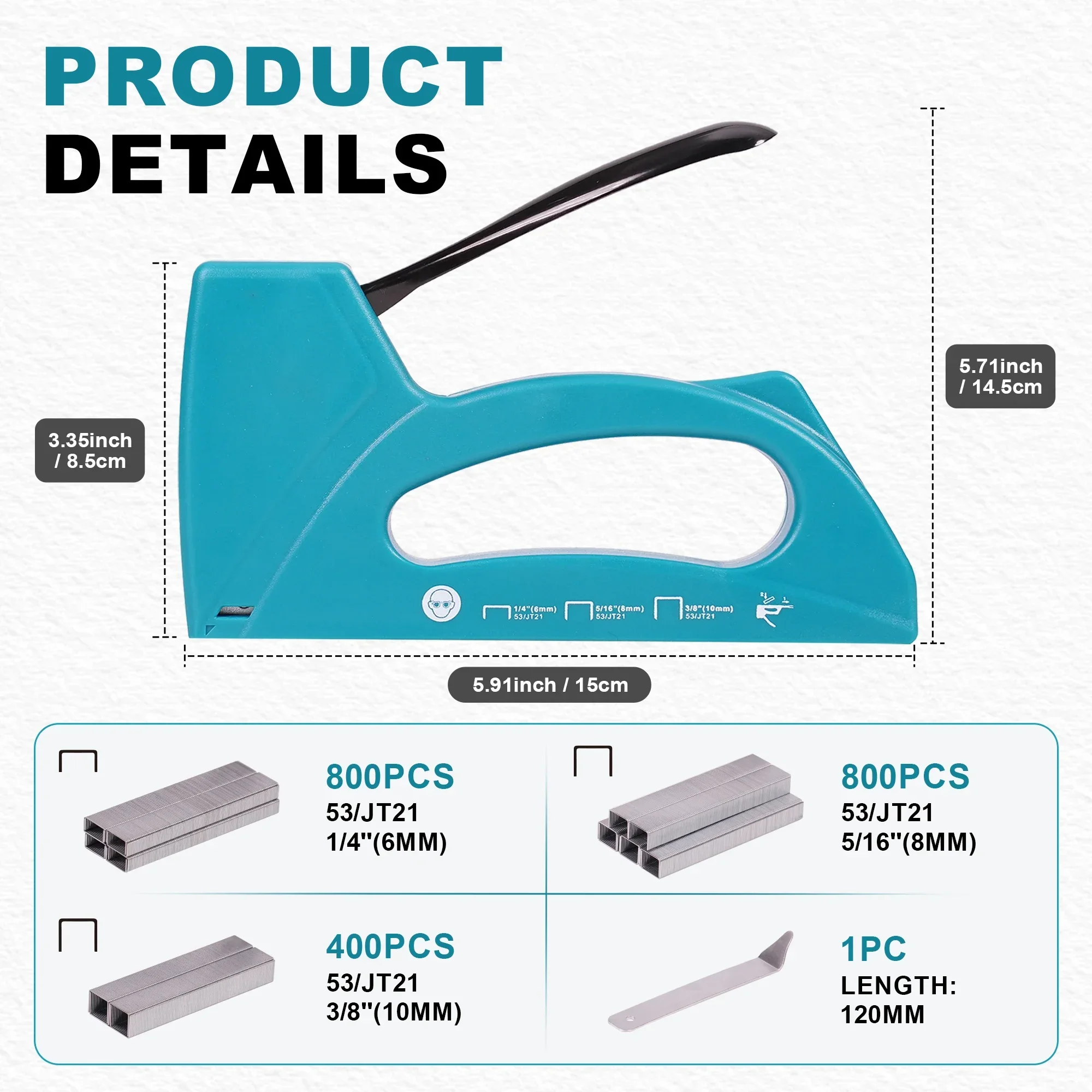 EZARC Hand Staple Gun Kit for Wood with 2000 Staples and Staple Remover, Light Duty Stapler Nail Gun for DIY Carpentry Crafts