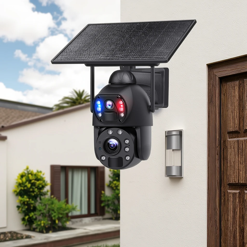 Uoulyn 10W 6M 20X Zoom Dual View Outdoor 4G EU (Afrika) Netwerk Solar PTZ CCTV Camera met Volledig Metalen Behuizing