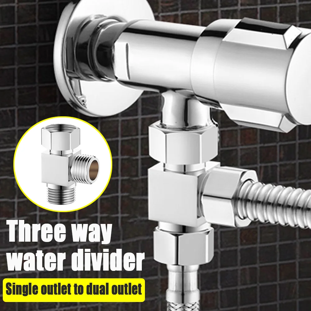 Brass 3-way G1/2 Shower Diverter Valve Water Separator Shower Tee Adapter Adjustable Faucet Switcher Bathroom Replacement Part