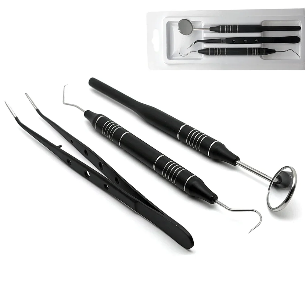 3Pcs/Set Dental Mouth Mirror Tweezers Curve Probe Dentist Instrument Teeth Care Cleaning Dental Tools
