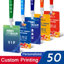 50 Pcs/lot Personalized Printing PVC Staff ID Cards Business Plastic Name Card Large Customized Print Meeting Card With Logo