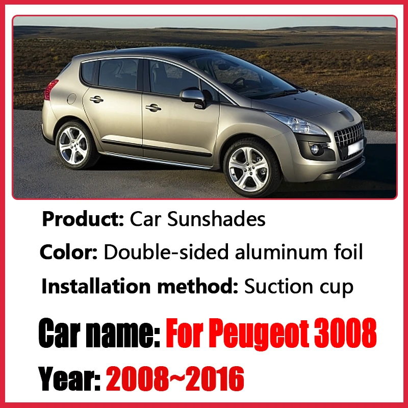 Auto Sunshades For Peugeot 3008 Accessories 2008 2009 2010 2011~2016 Car Covers Full Coverage Sunshade Privacy Blocks Anti-UV