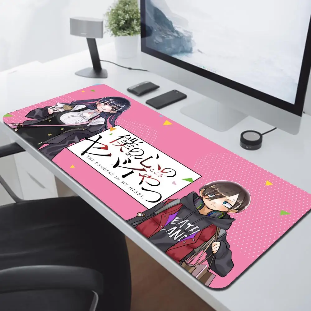 Large Speed 90x40cm Shy Girl Romance Anime Gaming Mouse Pad Non Slip Rubber Stitched Edge Oversized Keyboard Desk Mat