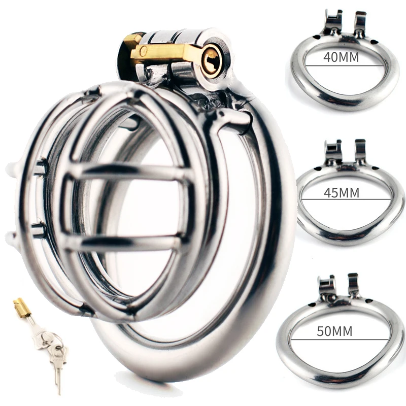 Metal Chastity Device Stainless Steel Chastity Penis Cage Male Cock Cage with Lock Key Adult BDSM Bondage Sex Toys