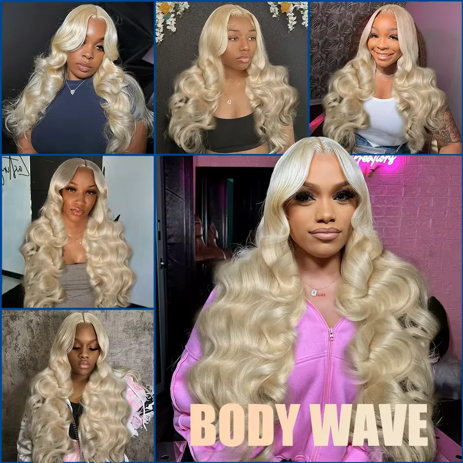 Perruque Lace Front Wig Body Wave brésilienne naturelle, cheveux humains, couleur blond miel 613, 13x4, densité 250%