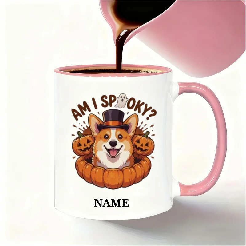 Personalized Halloween Corgi Mug - Custom Name Coffee Cup - Perfect Holiday Birthday Gift - Unique Ceramic Mug