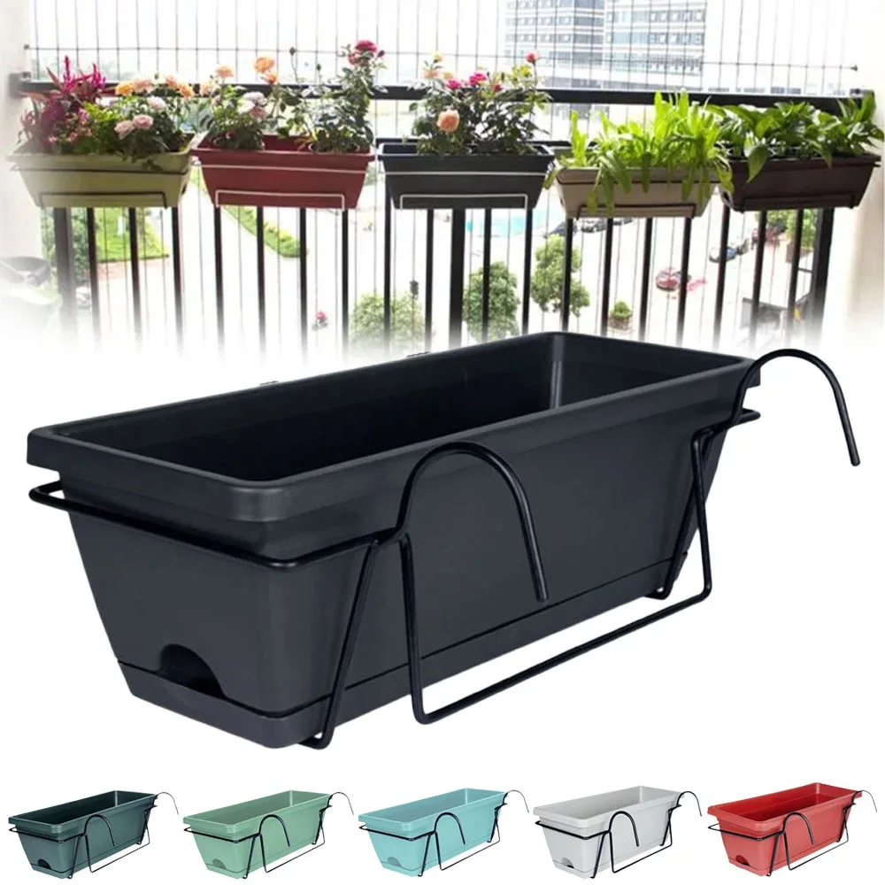 

Hanging Flower Pot Garden Plant Holder Box Plant Pot Railing Balcony Planter for Yard Flowerpot Deck Porch Hanger Entrance Decor