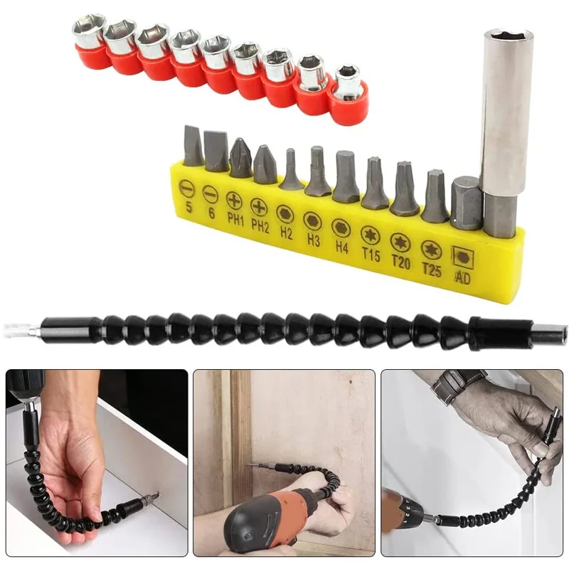 Factory direct sales 12 sets of batch head 1/4 interface 25MM square hex hex screwdriver electric drill accessories