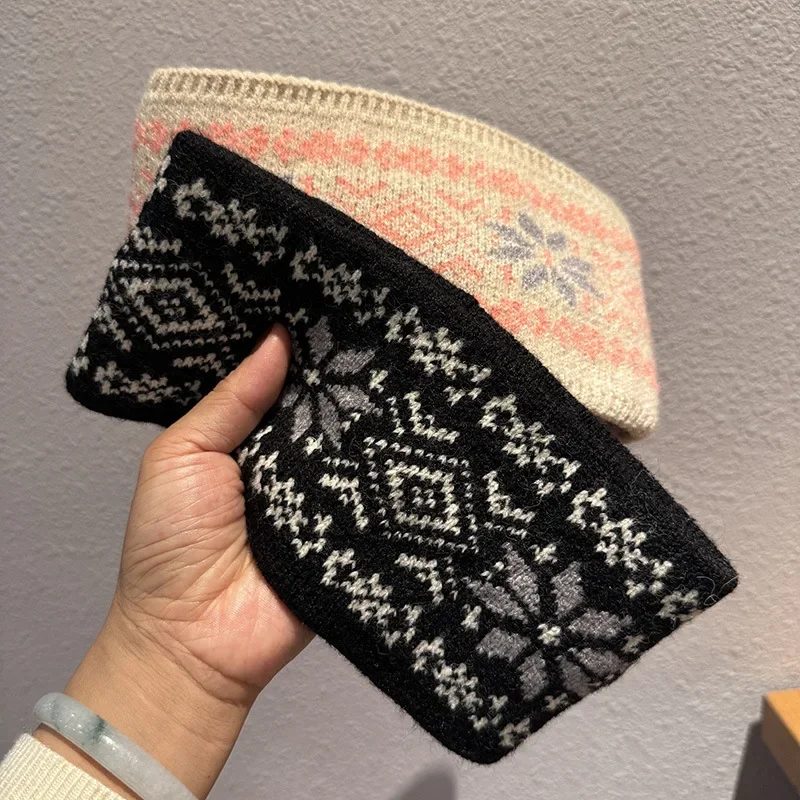 اللون منعت مخطط محبوك رباط شعر الخريف والشتاء أنيقة واسعة حافة الأذن حماية الدافئة الحجاب غطاء رأس الإكسسوارات