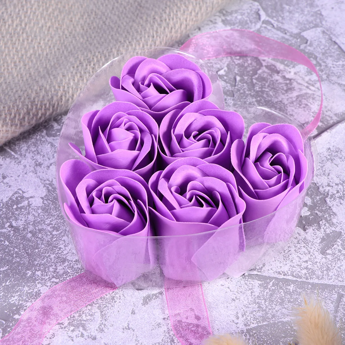 

6Pcs Heart Shaped Rose Soap Flowers Simulation Gift Box for Birthday Valentin's Day Home Wedding Decoration Rose Gift Box