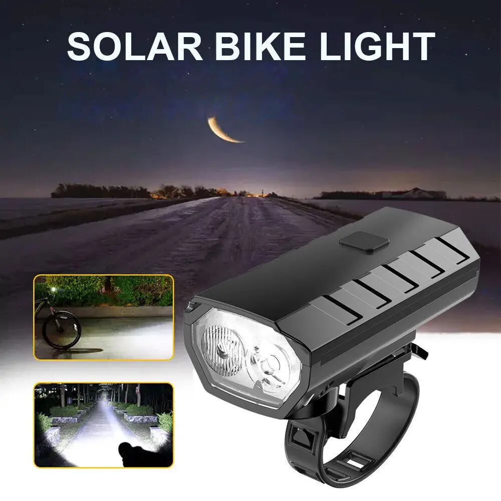 LED Bike Light USB Rechargeable 4 Modes Black ABS Cycle Front Lights Waterproof