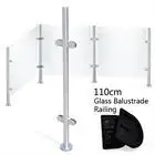 Balcony Pool Glass Panel Balustrade Railing Glazing Post Pole Stainless 110CM