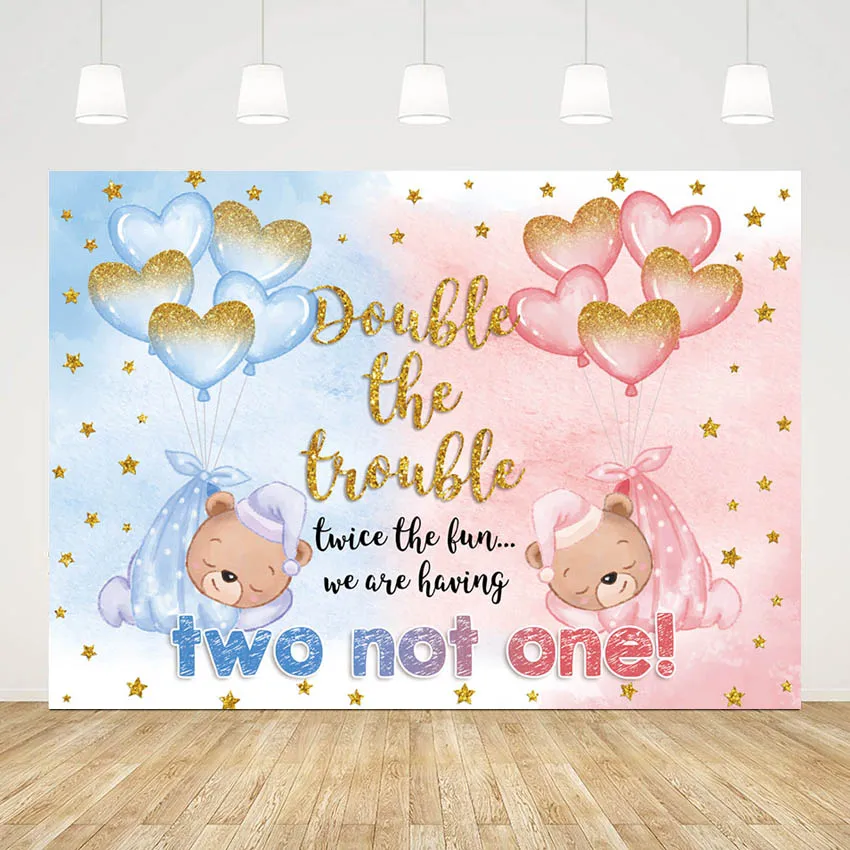 Mehofond ทารกแรกเกิดเพศเปิดเผยพื้นหลัง Twin ทารกหรือเด็กหญิงวันเกิดสีฟ้าสีชมพูการถ่ายภาพฉากหลัง Photo Studio